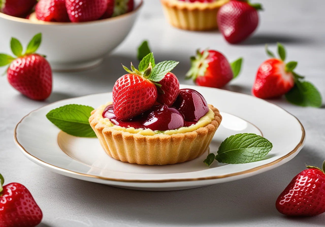 Lemon Biscuit Tartlets with Mint Strawberries