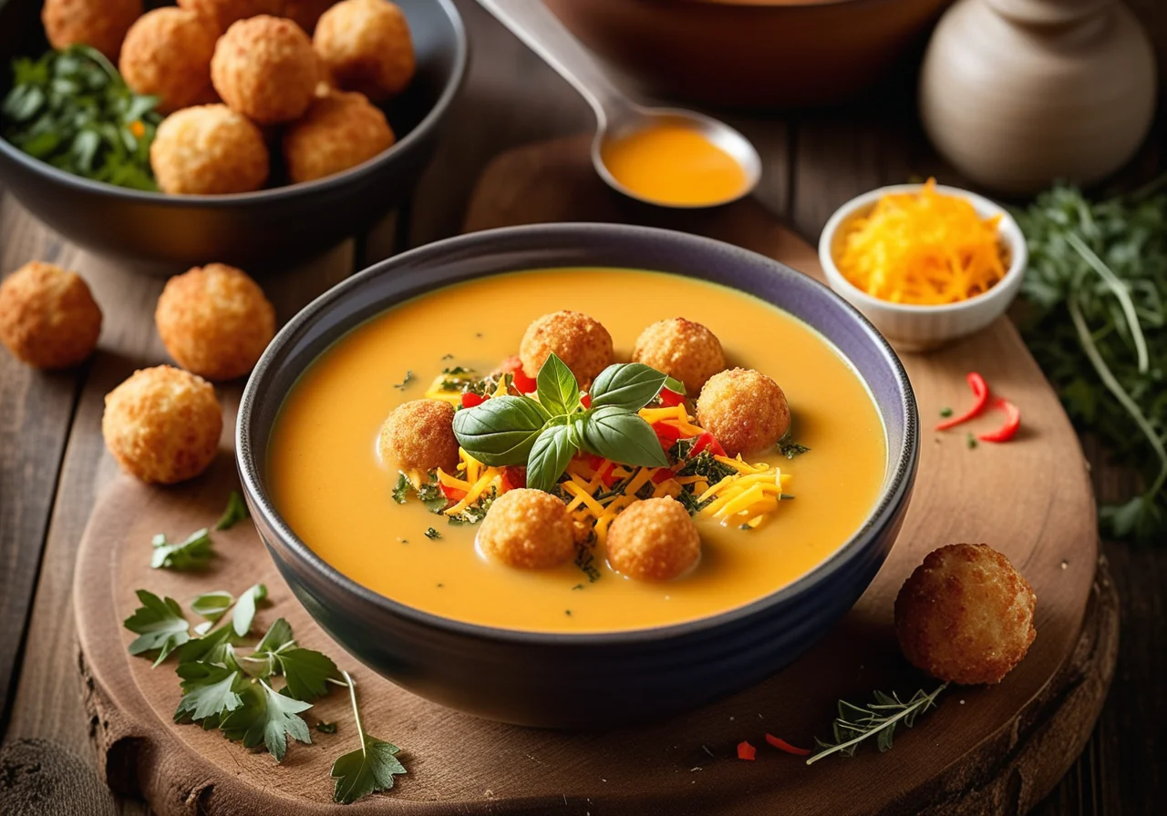 Vegetable Soup with Cheese Balls
