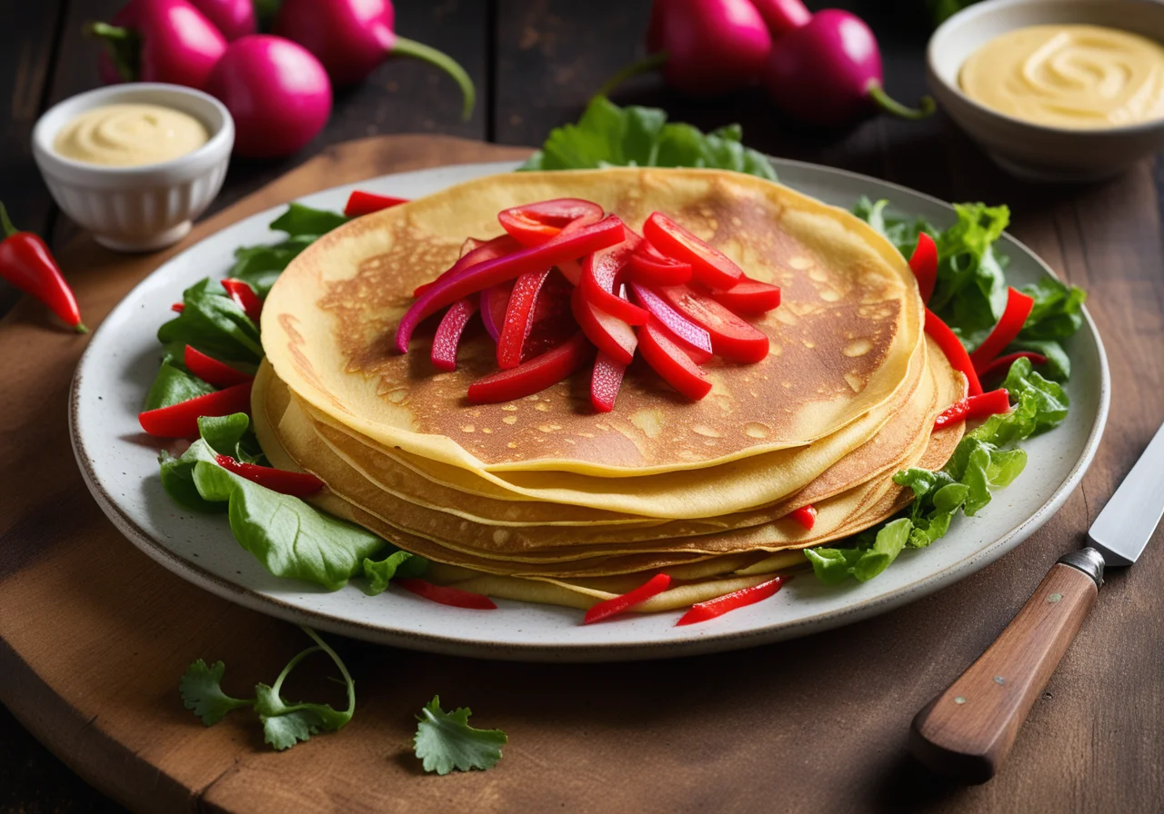 Vegetable Salad with Pancake‑Like Crêpes