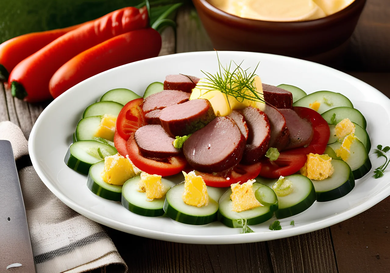 Sausage-Cheese Salad with Egg