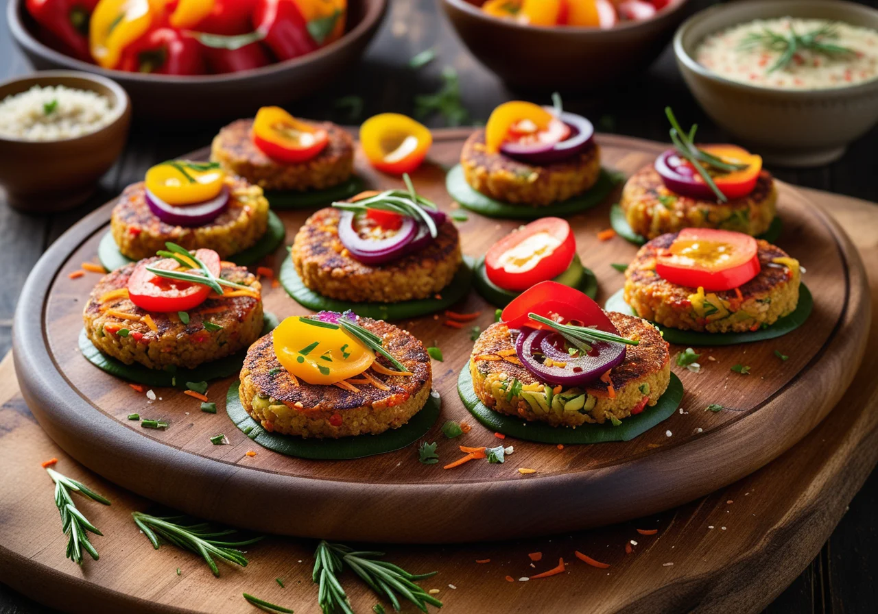 Amaranth Wheat Patties with Colorful Vegetables