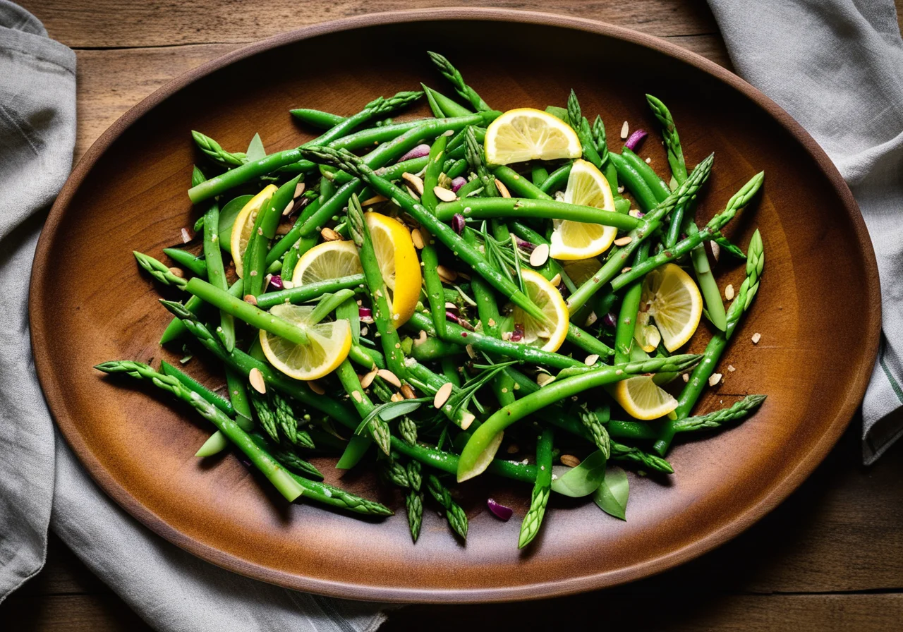 Green Vegetable Almond Salad from Beans and Asparagus