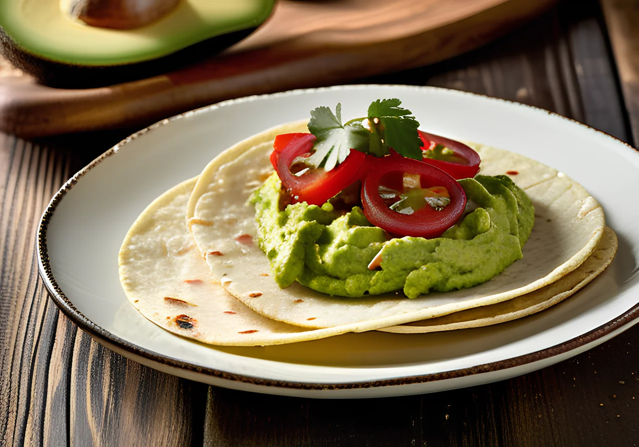 Two Kinds of Flatbread with Avocado Cream (Guacamole)