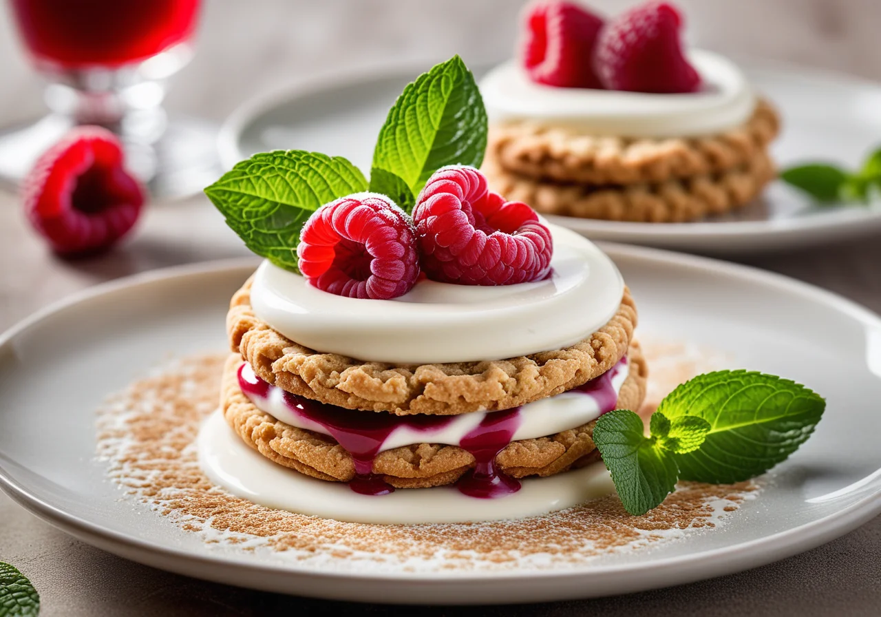 Yogurt Raspberry Dessert with Cookies