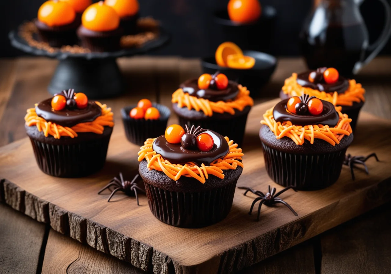 Spooky Cupcakes with Spiders