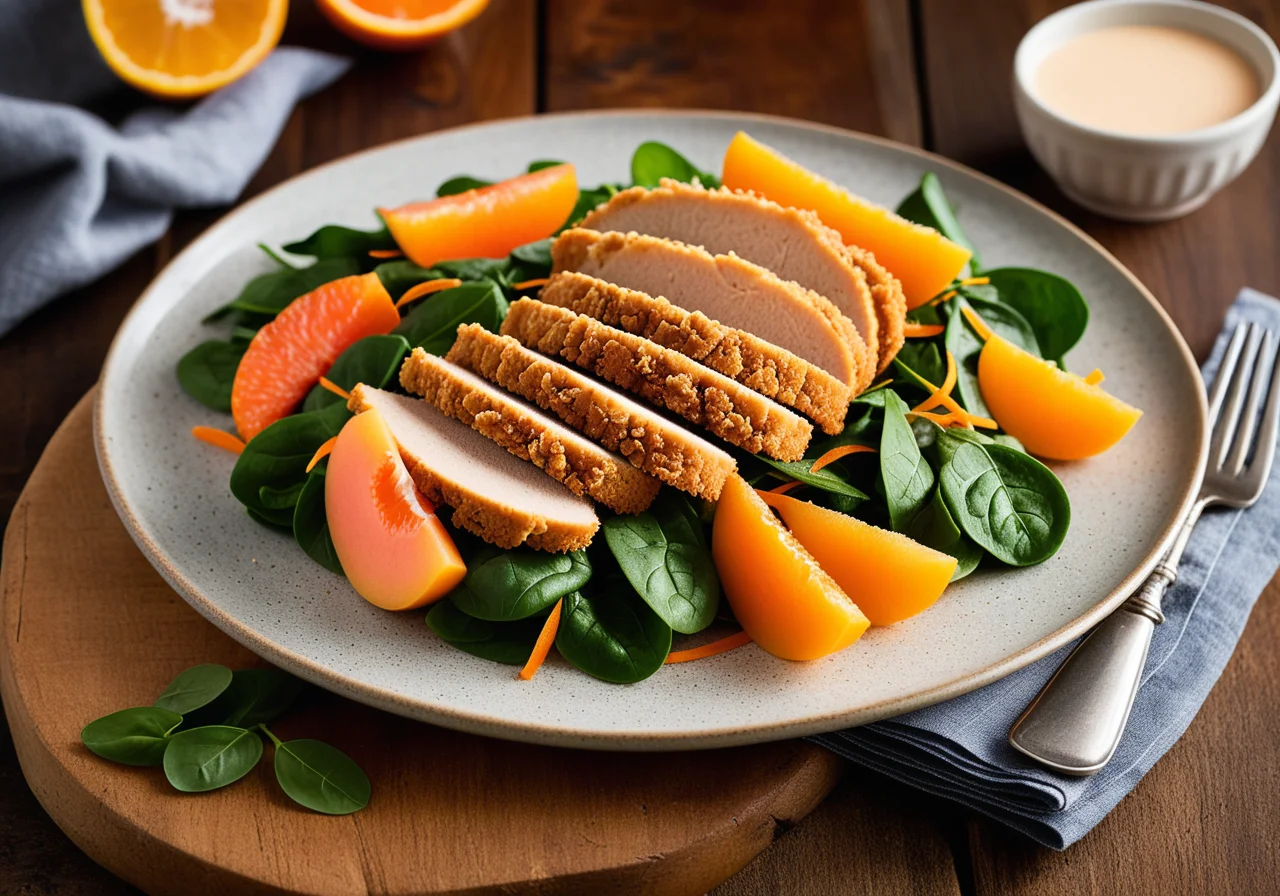 Turkey Schnitzel with Vegetable Salad