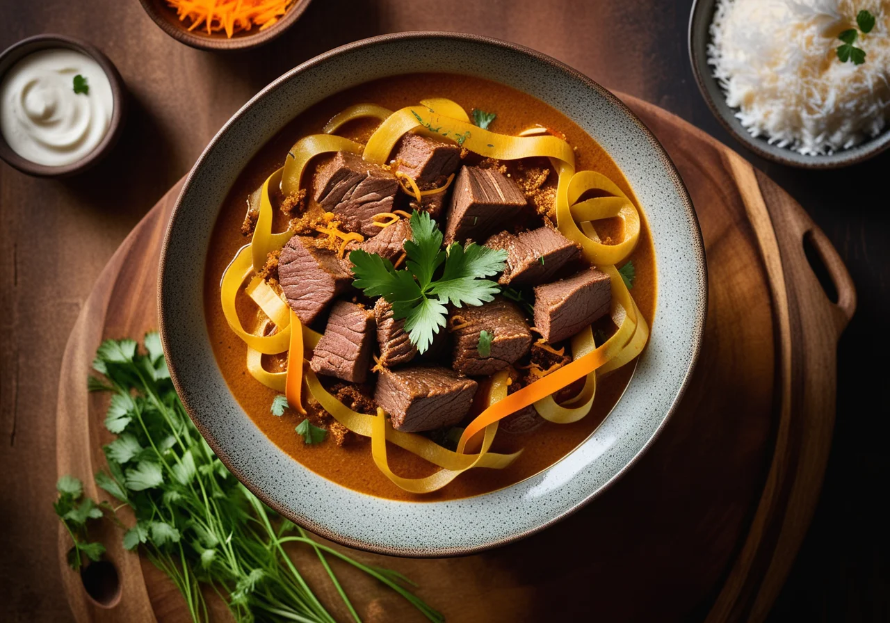Beef curry with fennel and carrots