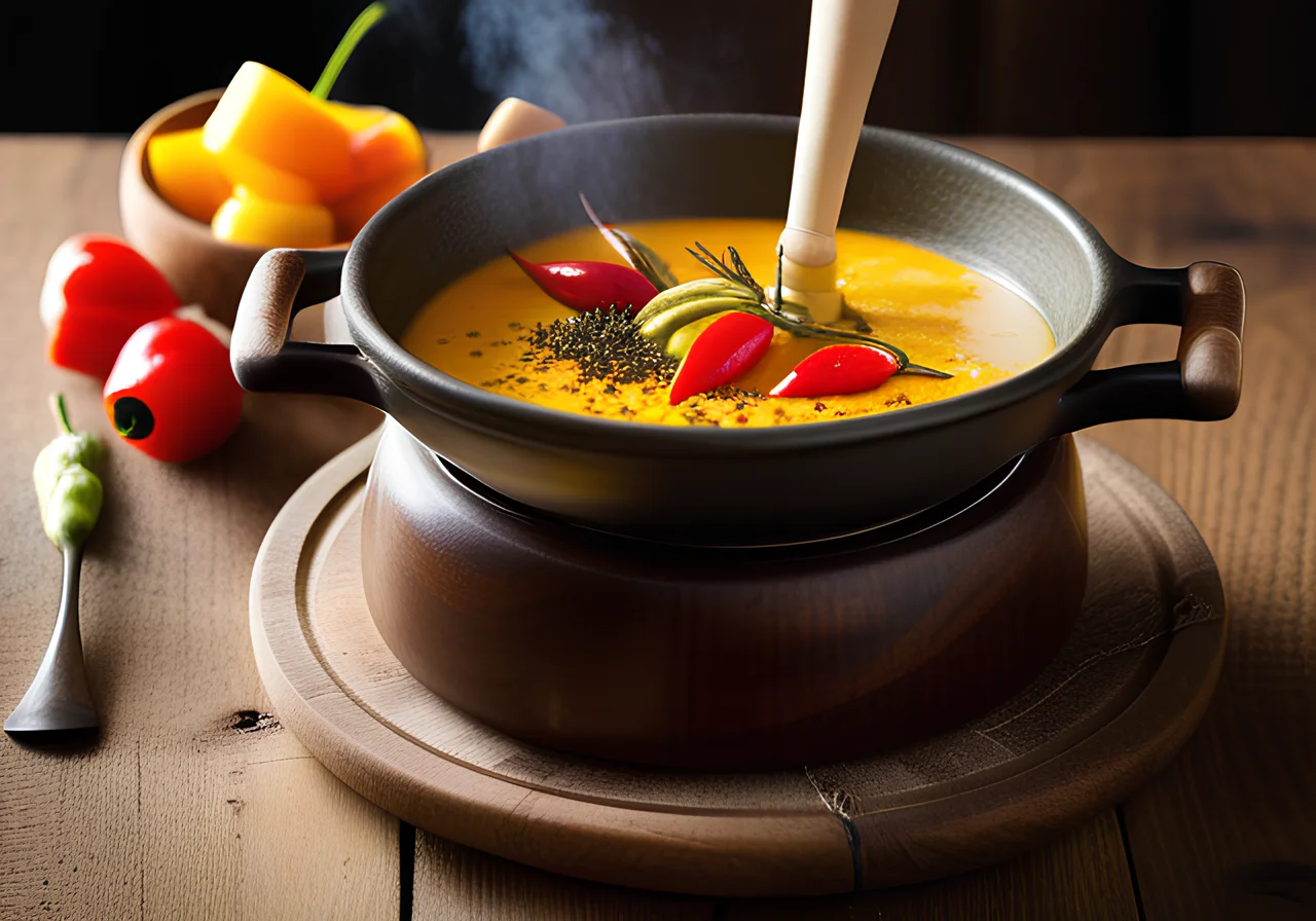 Cheese-Mustard Fondue with Vegetables