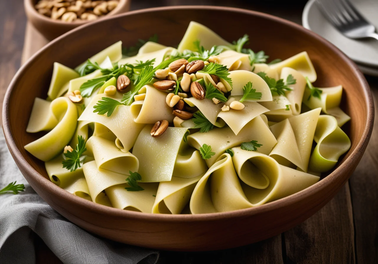 Bandnudeln mit Birne und Sellerie