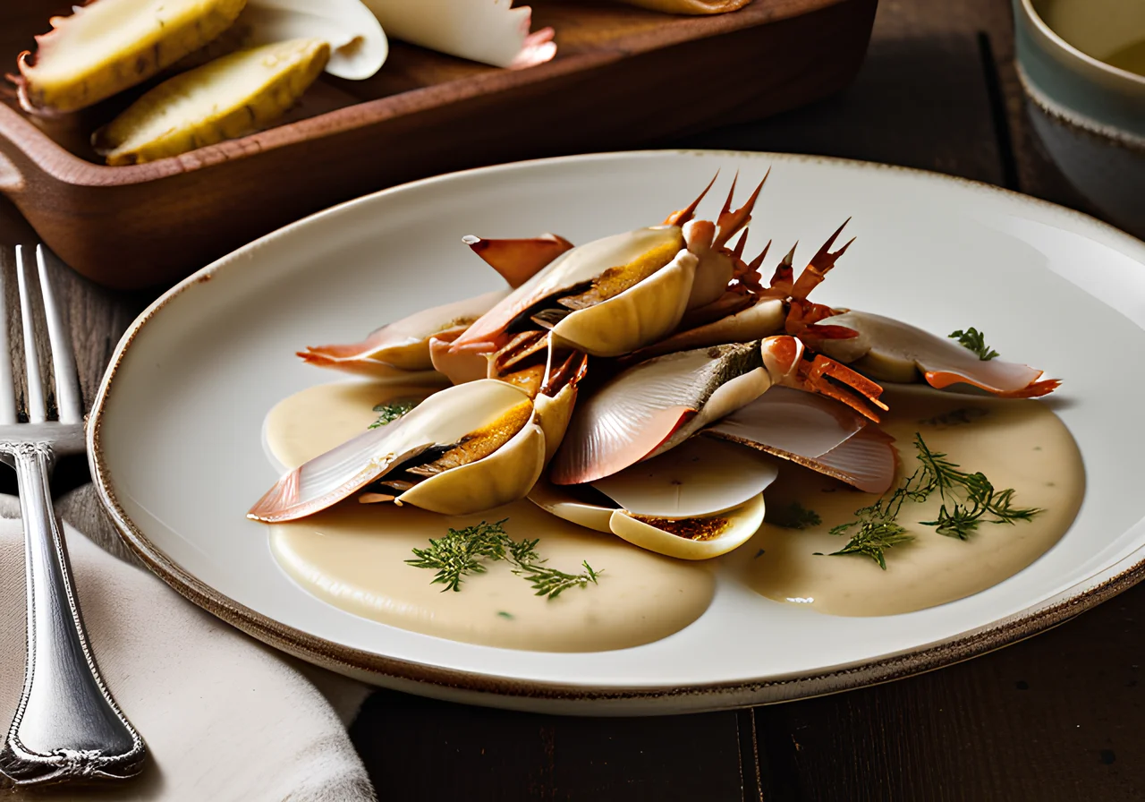 River Crab and Jerusalem Artichoke Fish Rolls