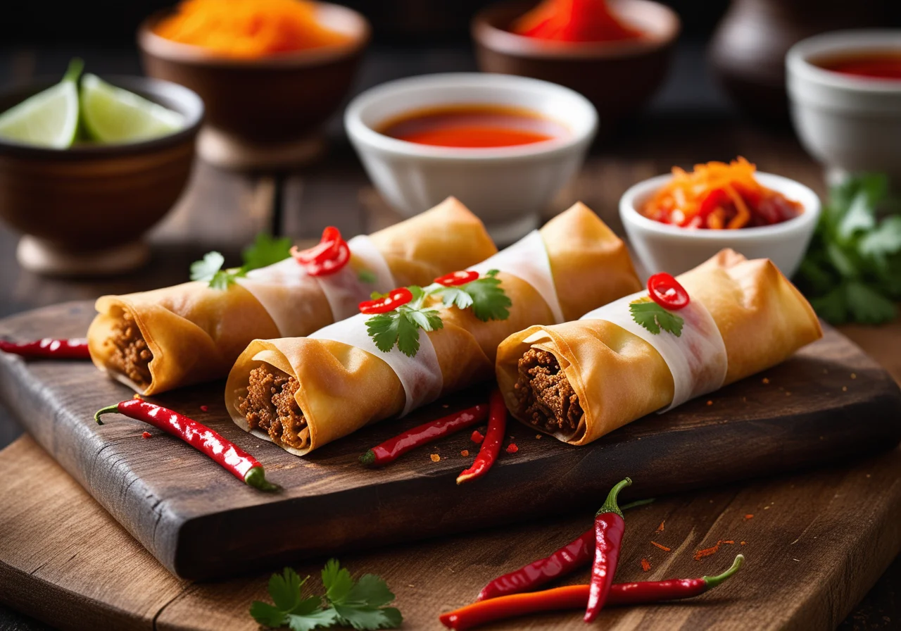 Crispy Spring Rolls with Sauce