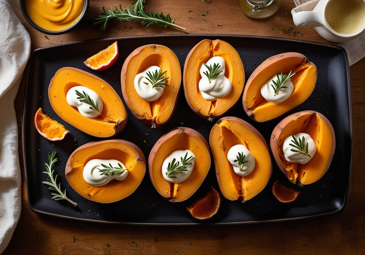 Baked Sweet Potatoes with Sour Cream