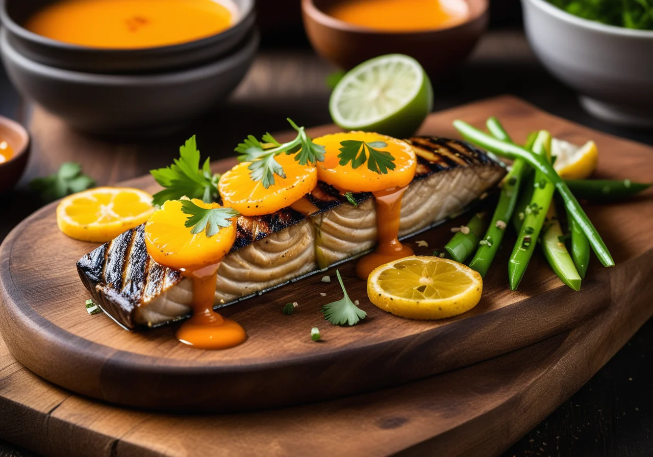 Grilled Mackerel with Orange and Spring Onions