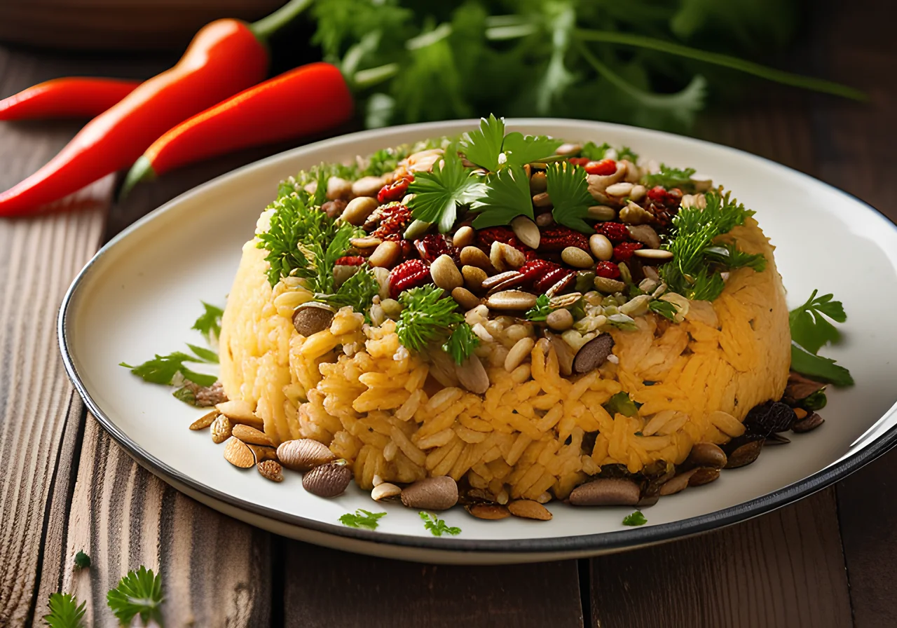 Vegan Rice Casserole with Mushrooms