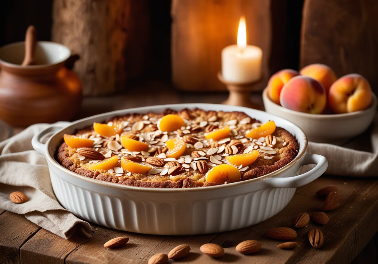 Sweet Bread Casserole with Apricots and Almonds