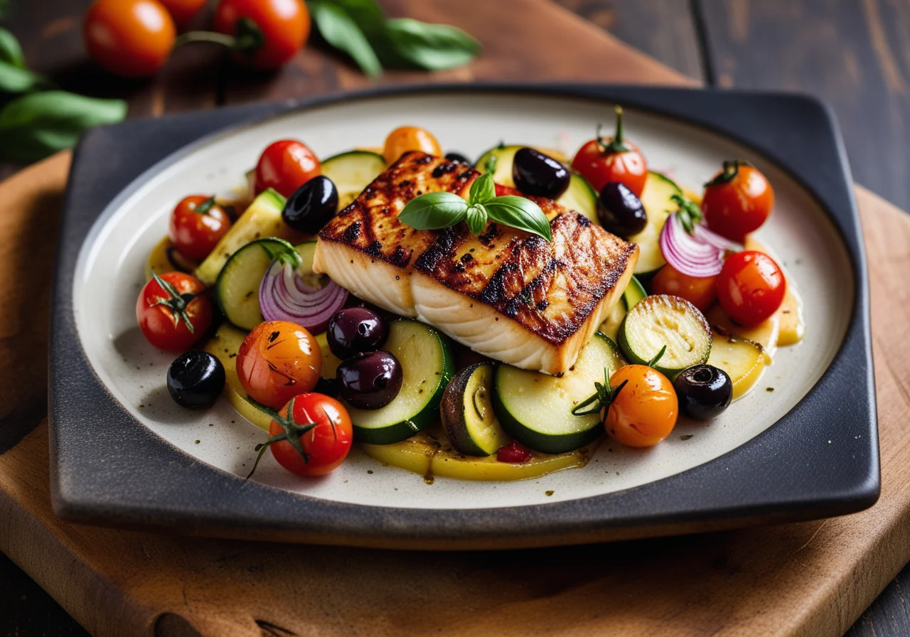 Cod Fillet with Baked Summer Vegetables