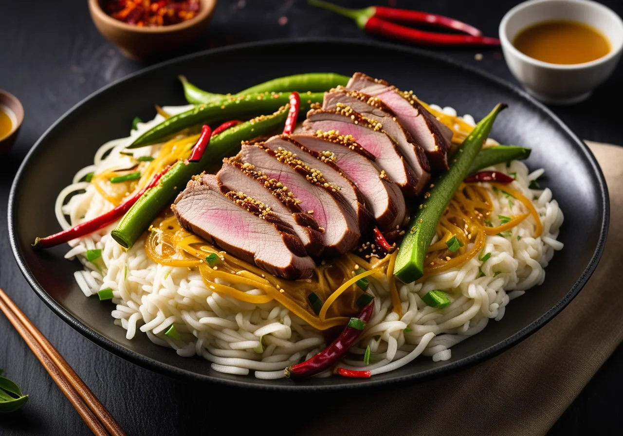 Duck Curry with Okra and Asian Noodles