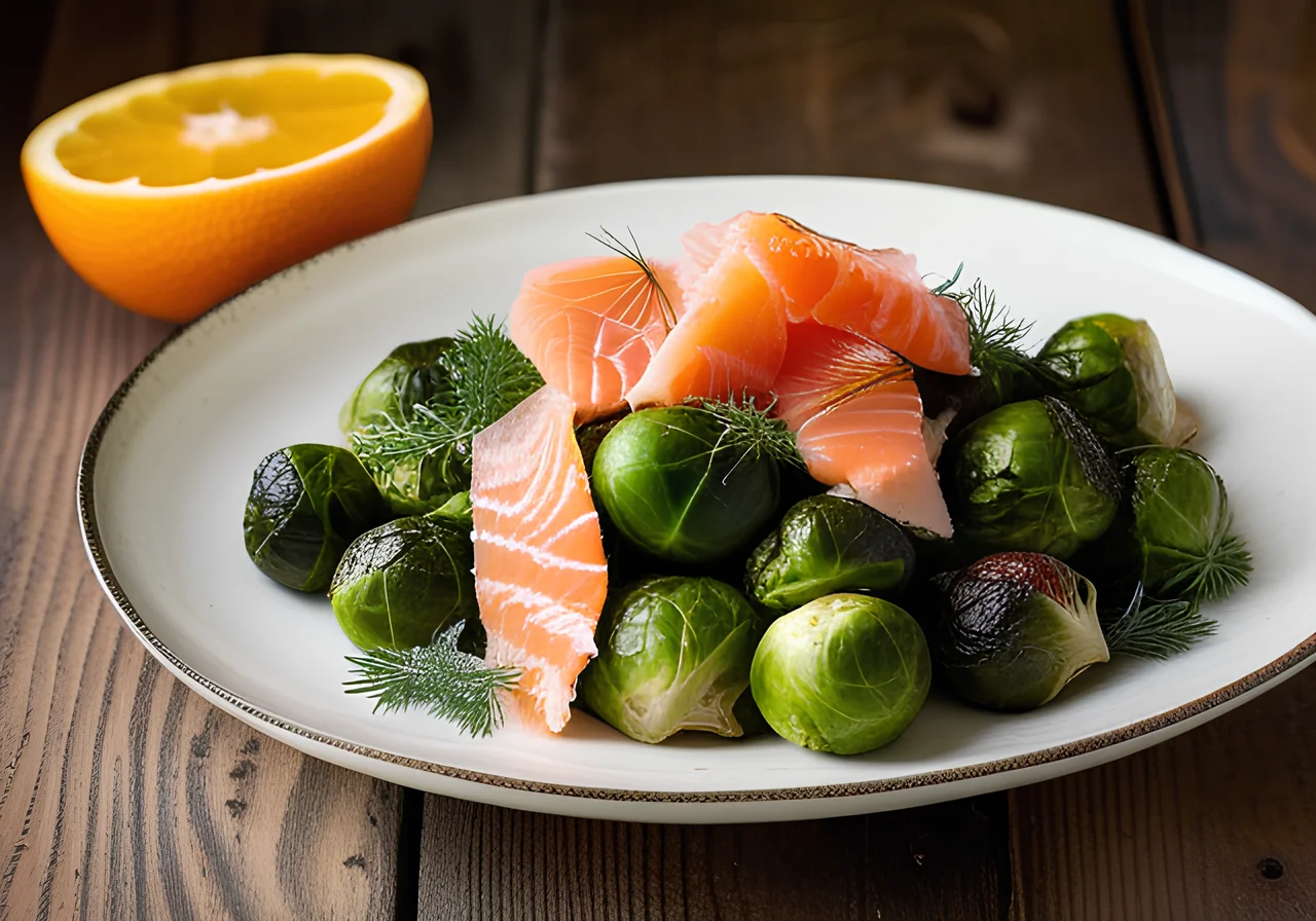 Rosenkohl Salad with Salmon