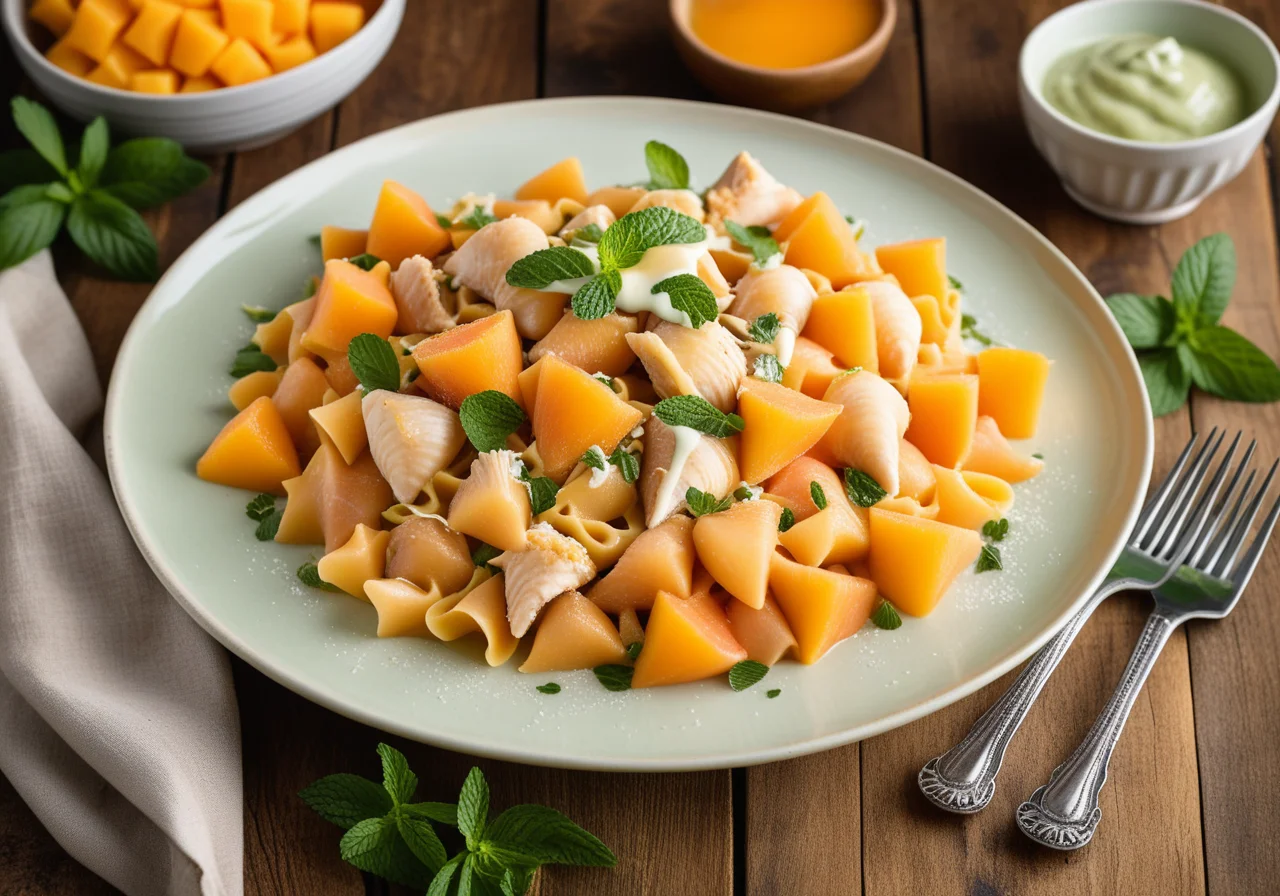 Large Shell Pasta with Melon-Mango Filling