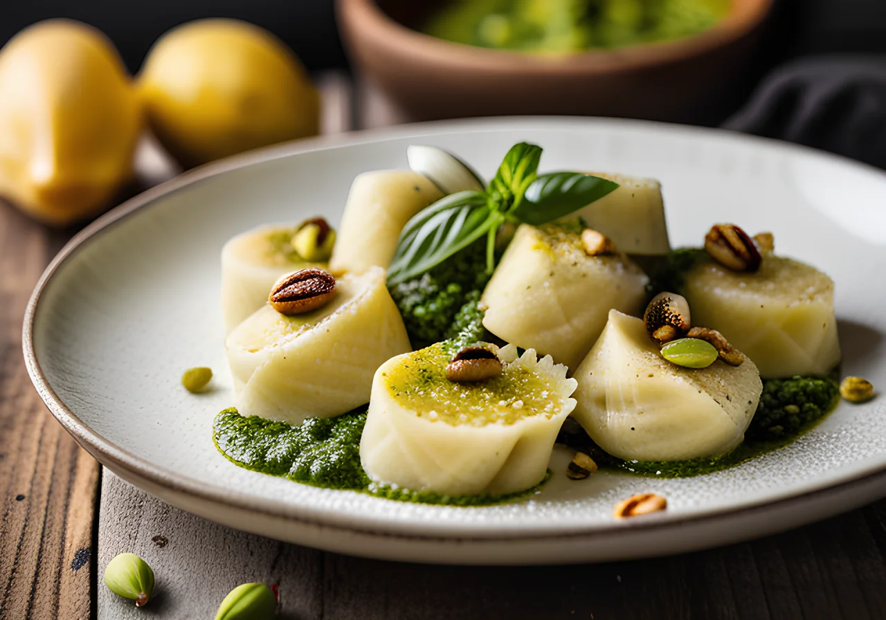 Ricotta Lemon Gnocchi with Pistachio Basil Pesto