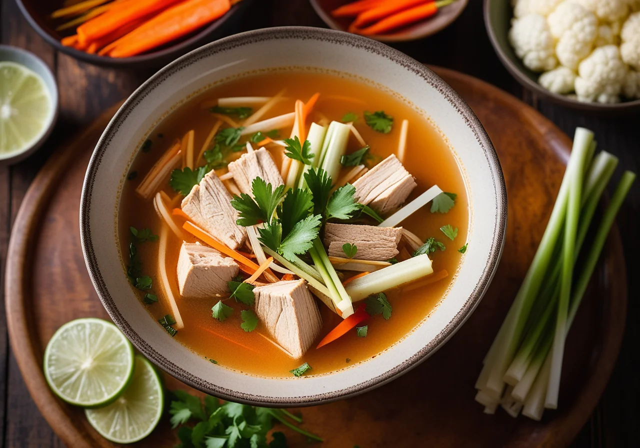 Sour-Spicy Soup with Chicken and Vegetables