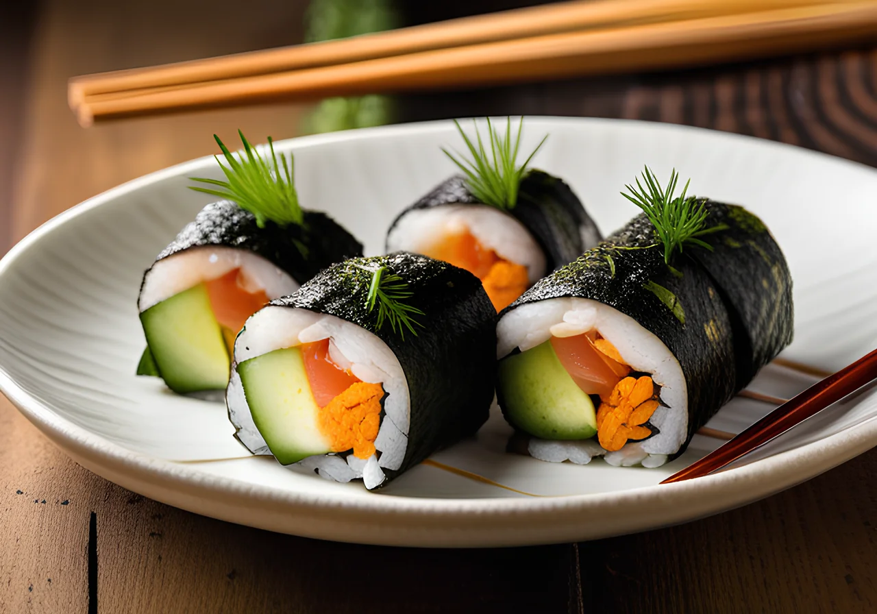 Omelette Cucumber Surimi Sushi