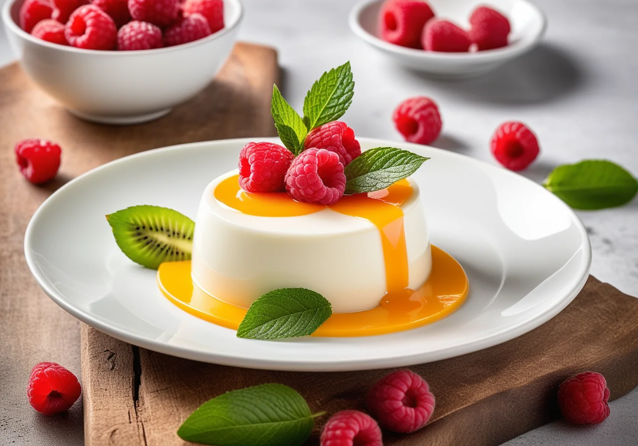 Panna cotta with Orange-Raspberry Sauce