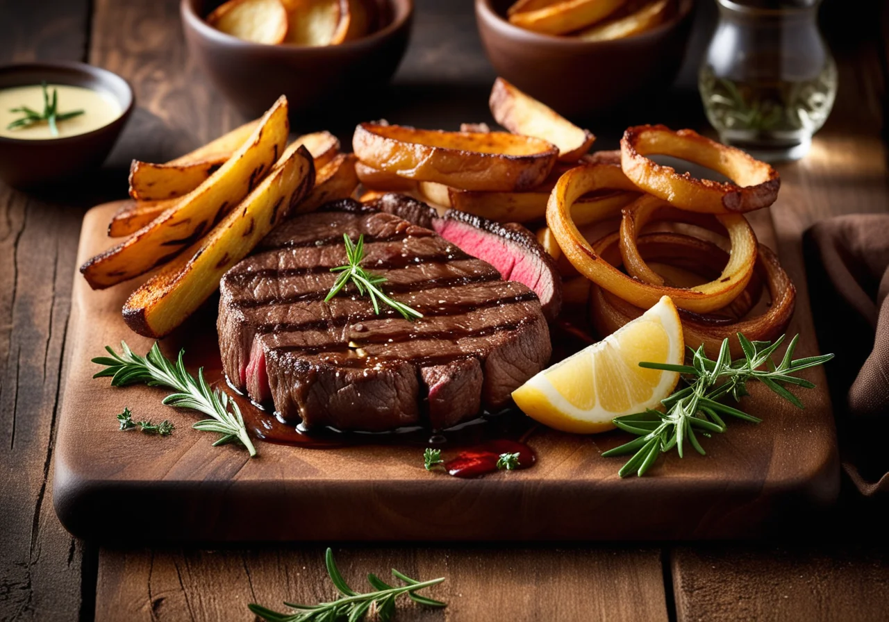 Rumpsteak with Onions and Fried Potatoes