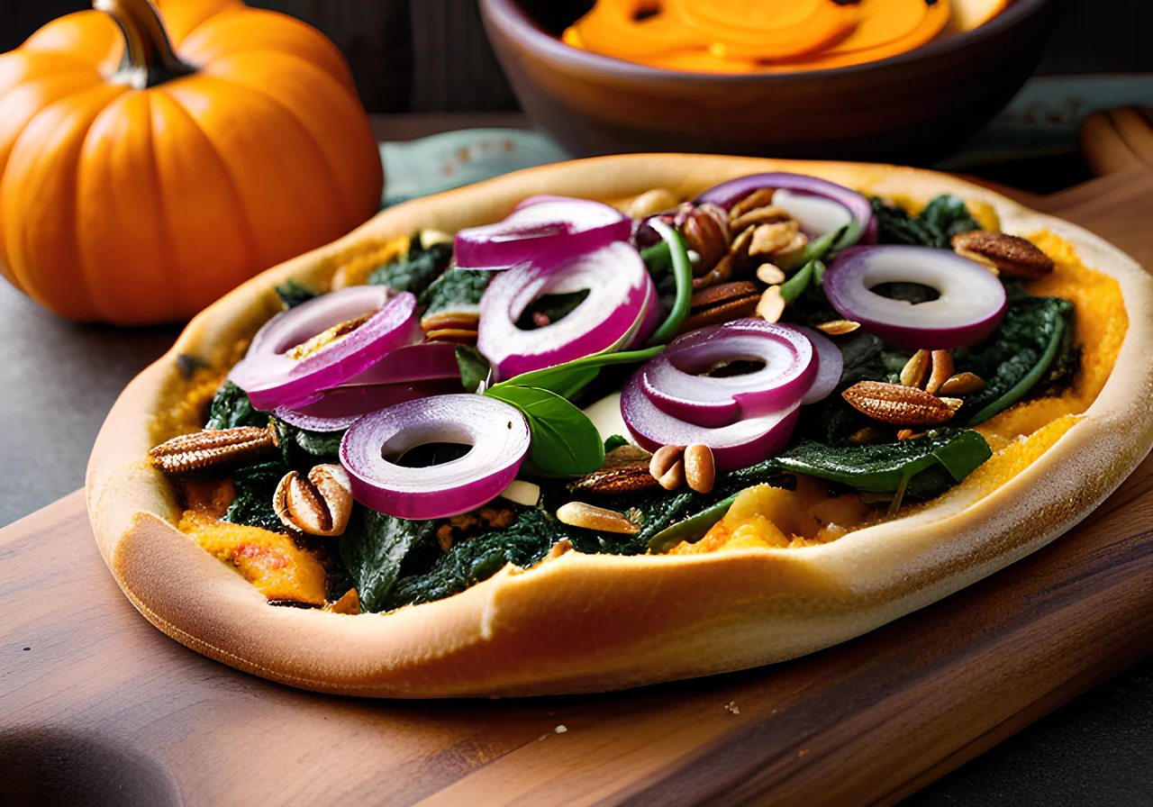 Pumpkin Pizza with Spinach