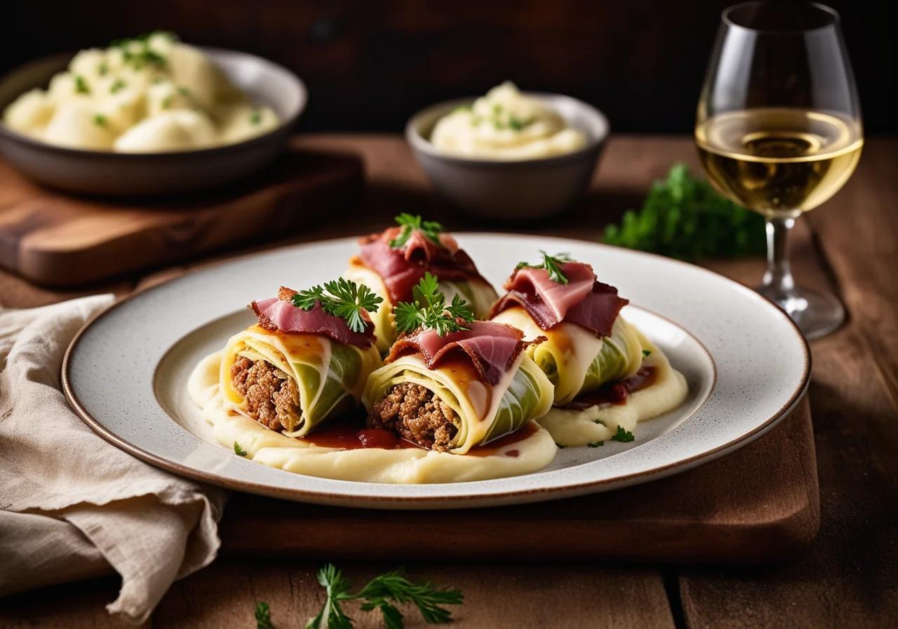 Cabbage Rolls with Mashed Potatoes