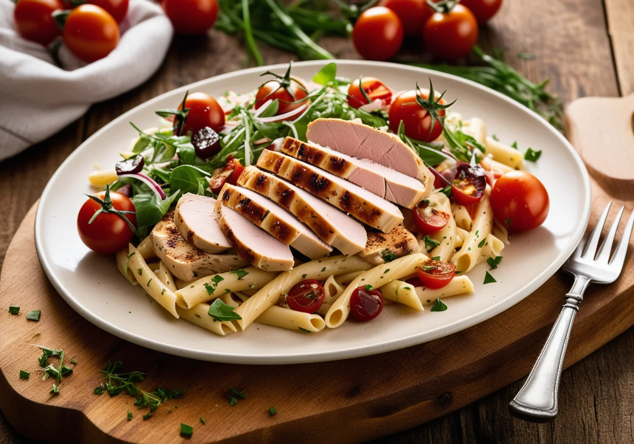 Parmesan pasta with chicken breast