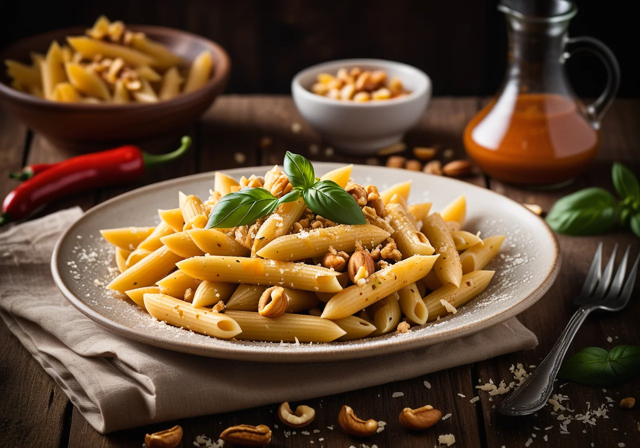 Penne with Chili-Vanilla Sauce and Peanuts