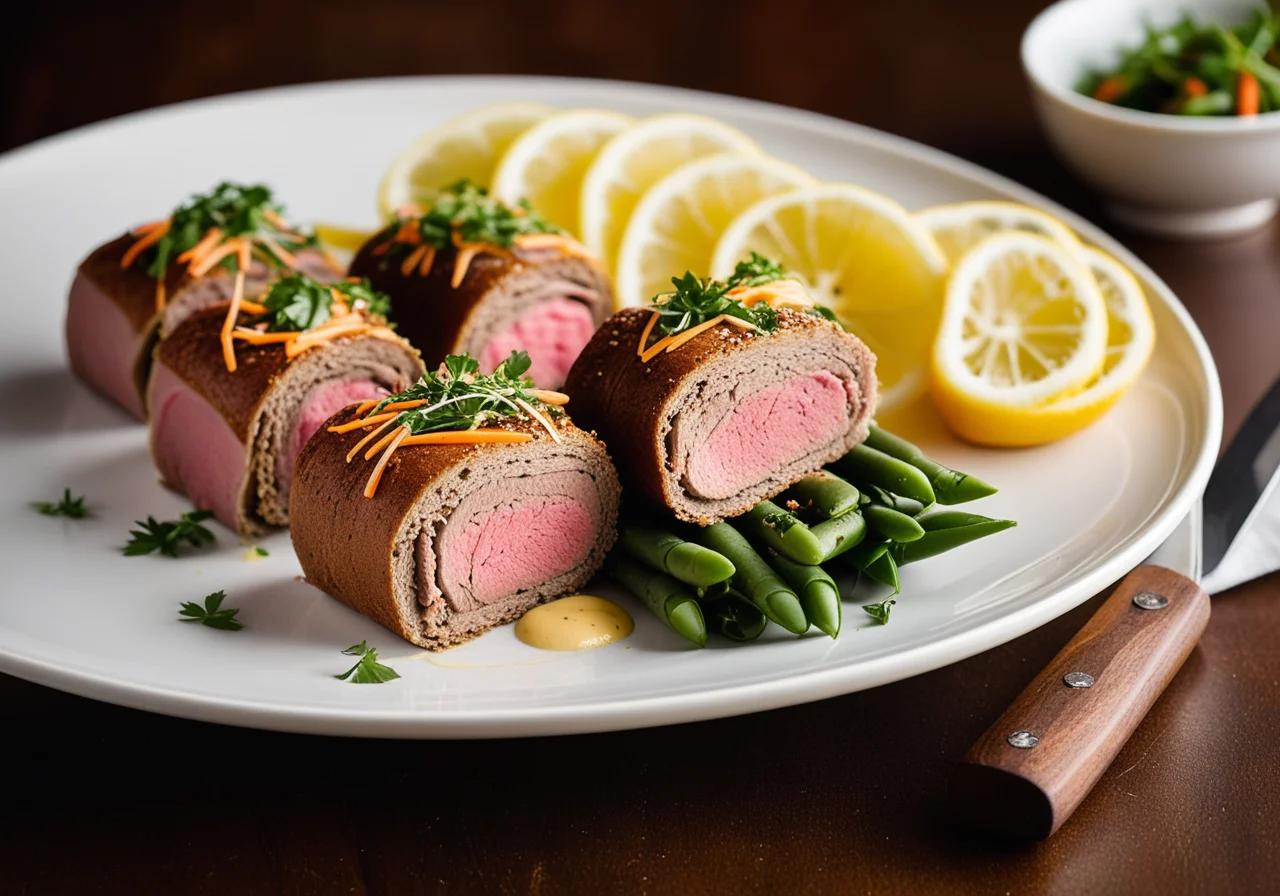 Roast Beef Rolls with Salad