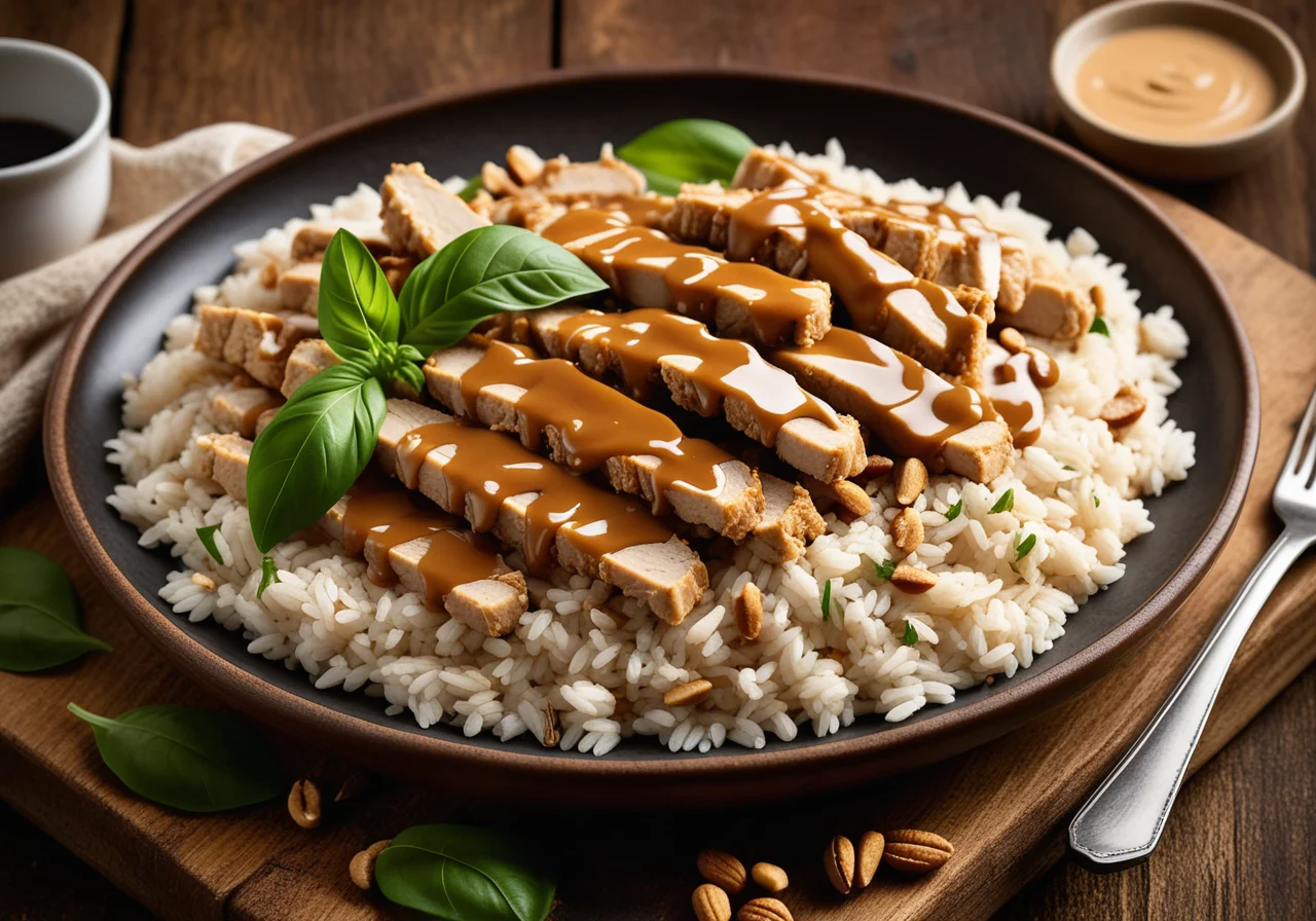 Chicken with Peanut Sauce and Rice