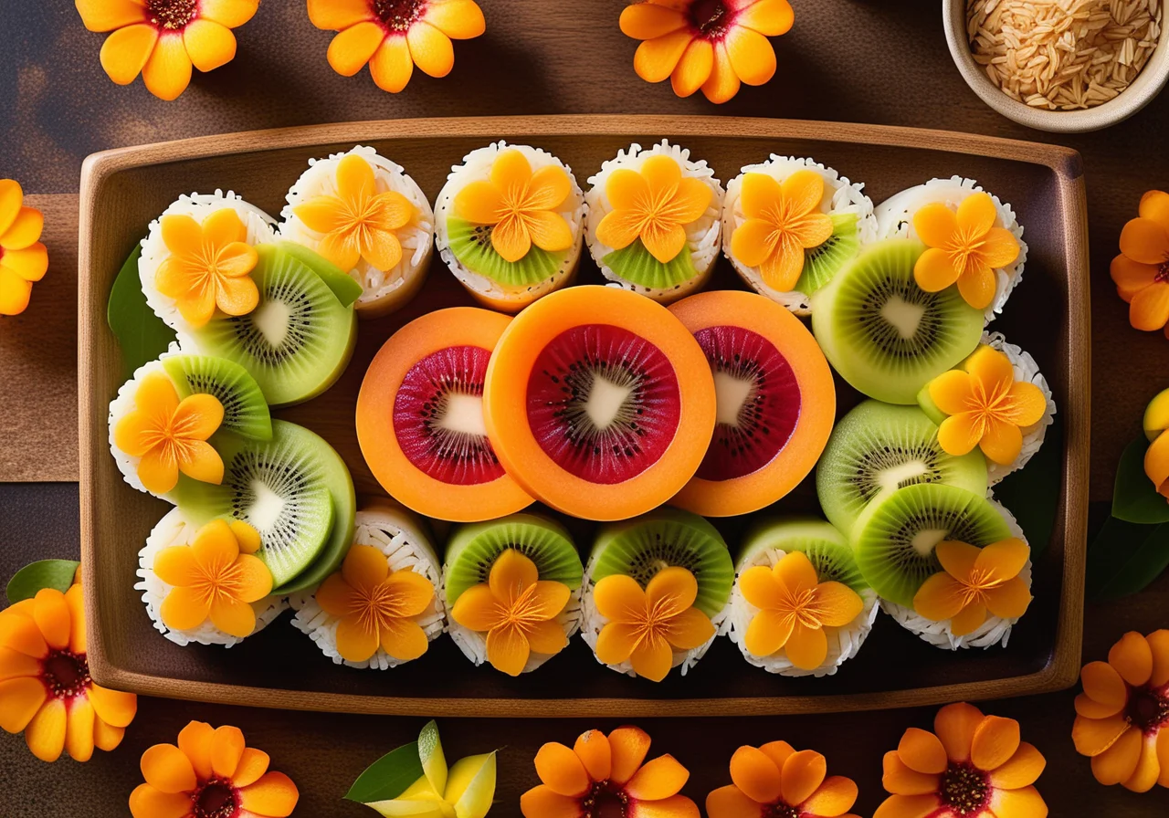 Fruit Sushi with Honey Dip