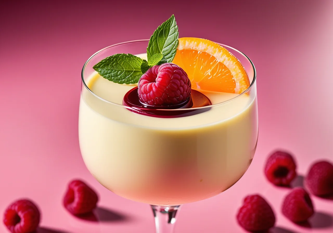 Orange Panna Cotta with Raspberry Coulis