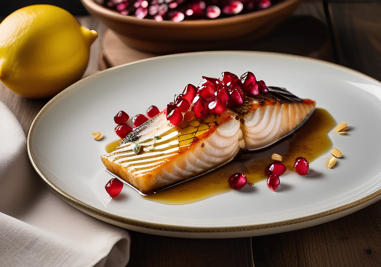 Carp with Pomegranate and Lemon-Honey Sauce