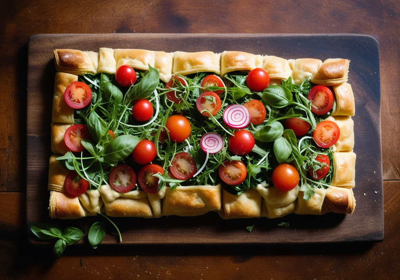 Pastry Wrap with Vegetables and Salad