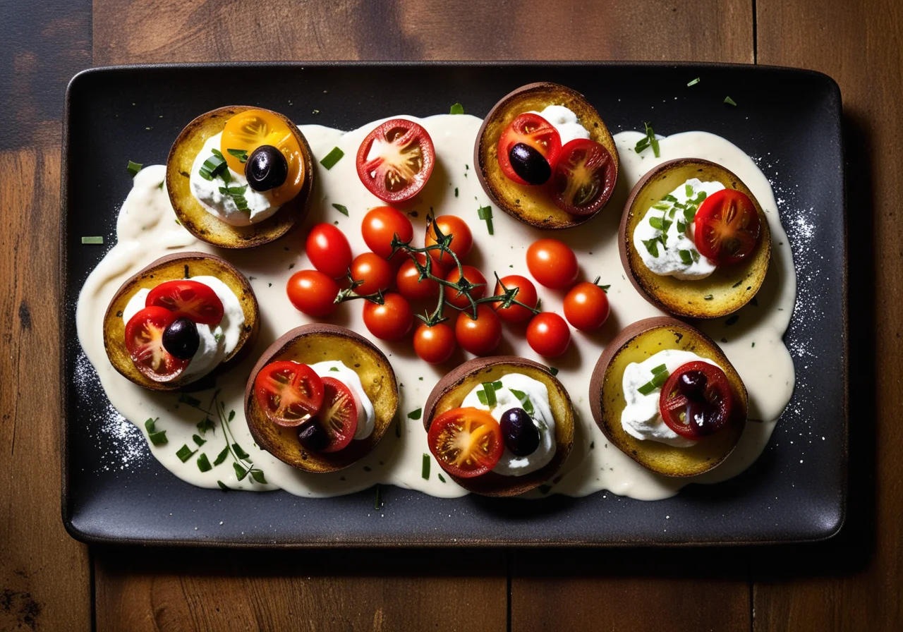 Oven Potatoes with Tomato-Olive Topping