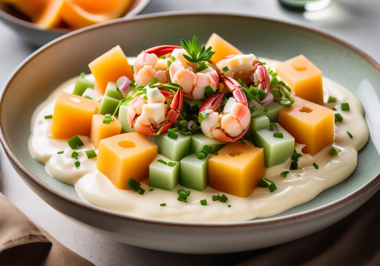 Tasmanian Crab with Melon and Yogurt Sauce