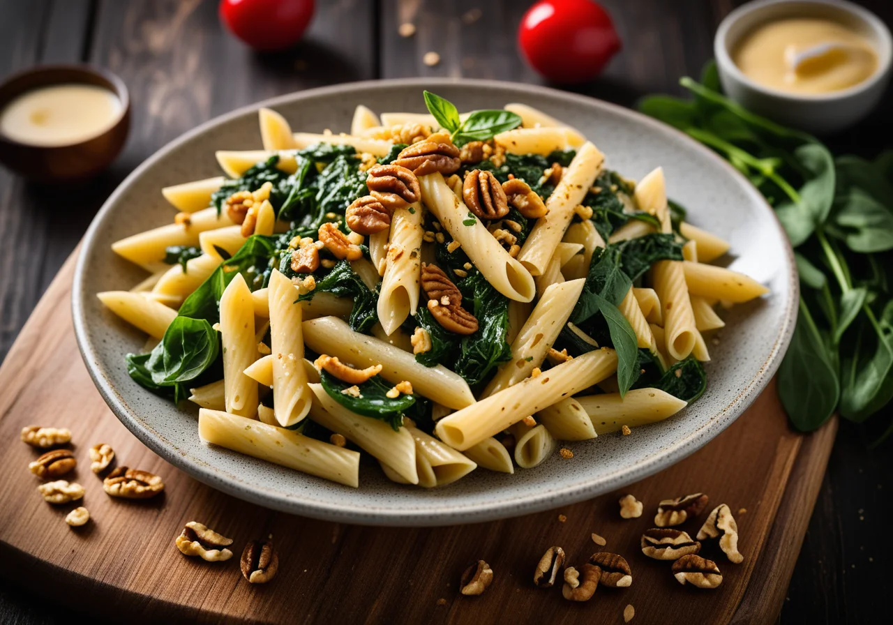 Pasta with Soy Spinach Sauce