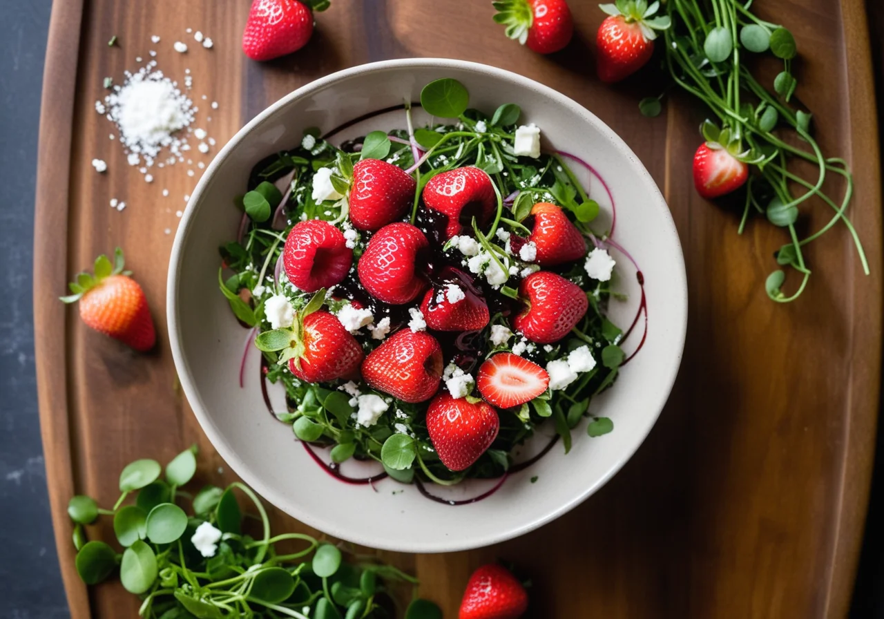 Balsamic Strawberries with Watercress and Feta