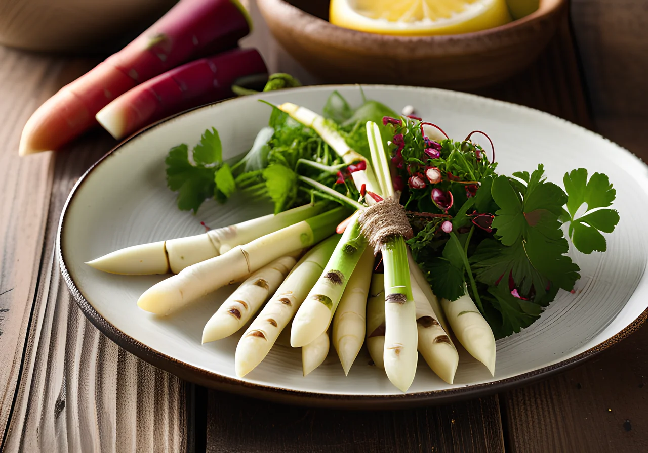 Asparagus Salad with Rhubarb Vinaigrette