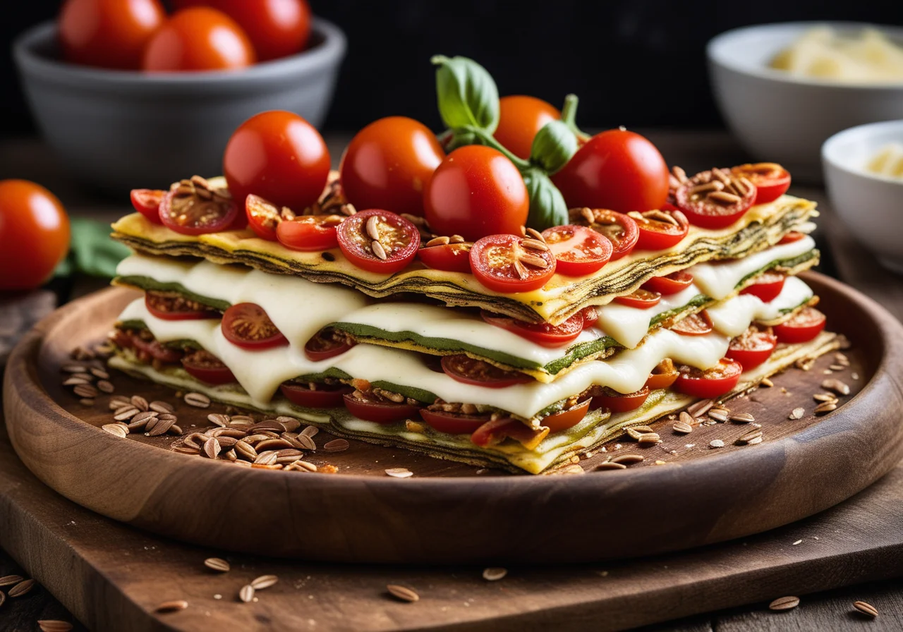 Zucchini Tomato Lasagna with Sunflower Seeds