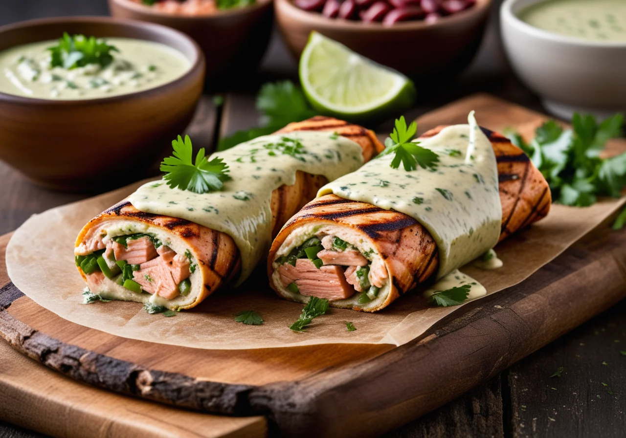 Salmon Wraps with Herb Sauce