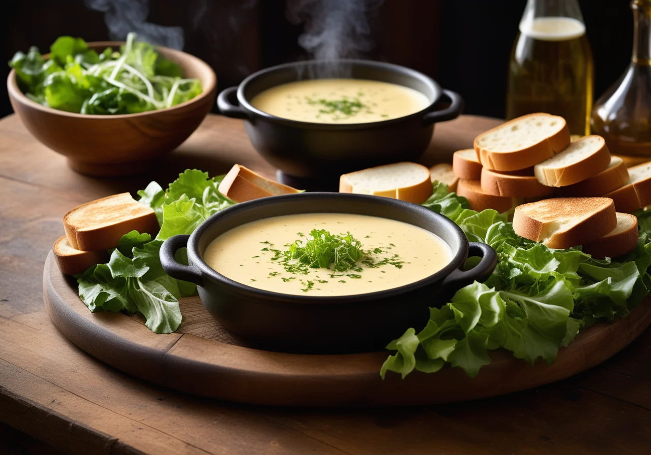Cheese Fondue with Scampi and Bread