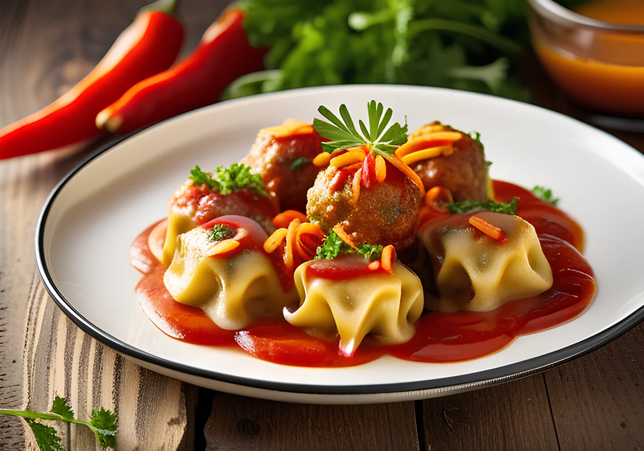 Skewers with Meatballs and Ravioli