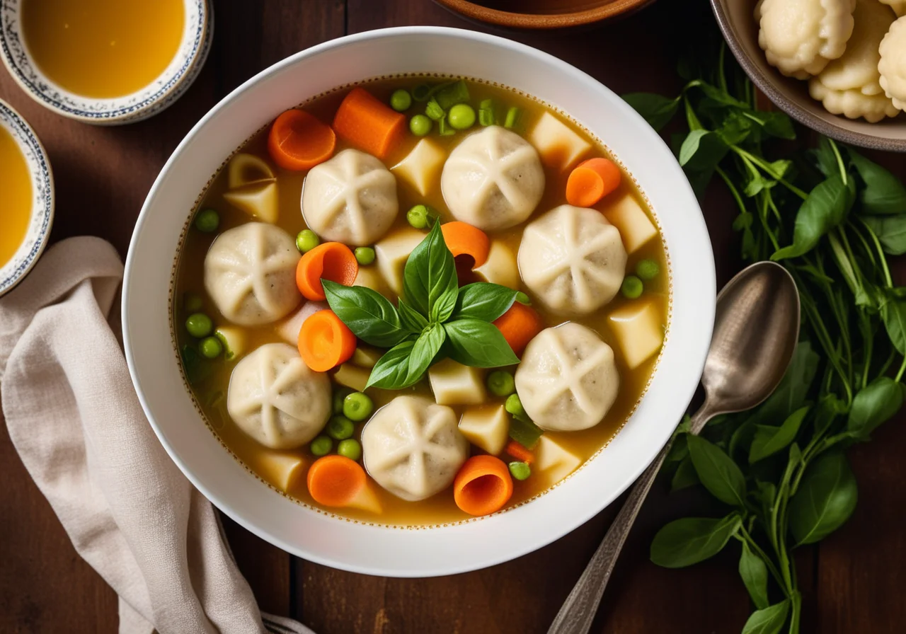 Alphabet Soup with Vegetables and Dumplings