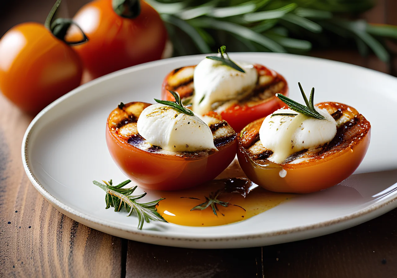 Grilled Tomatoes with Cheese Filling