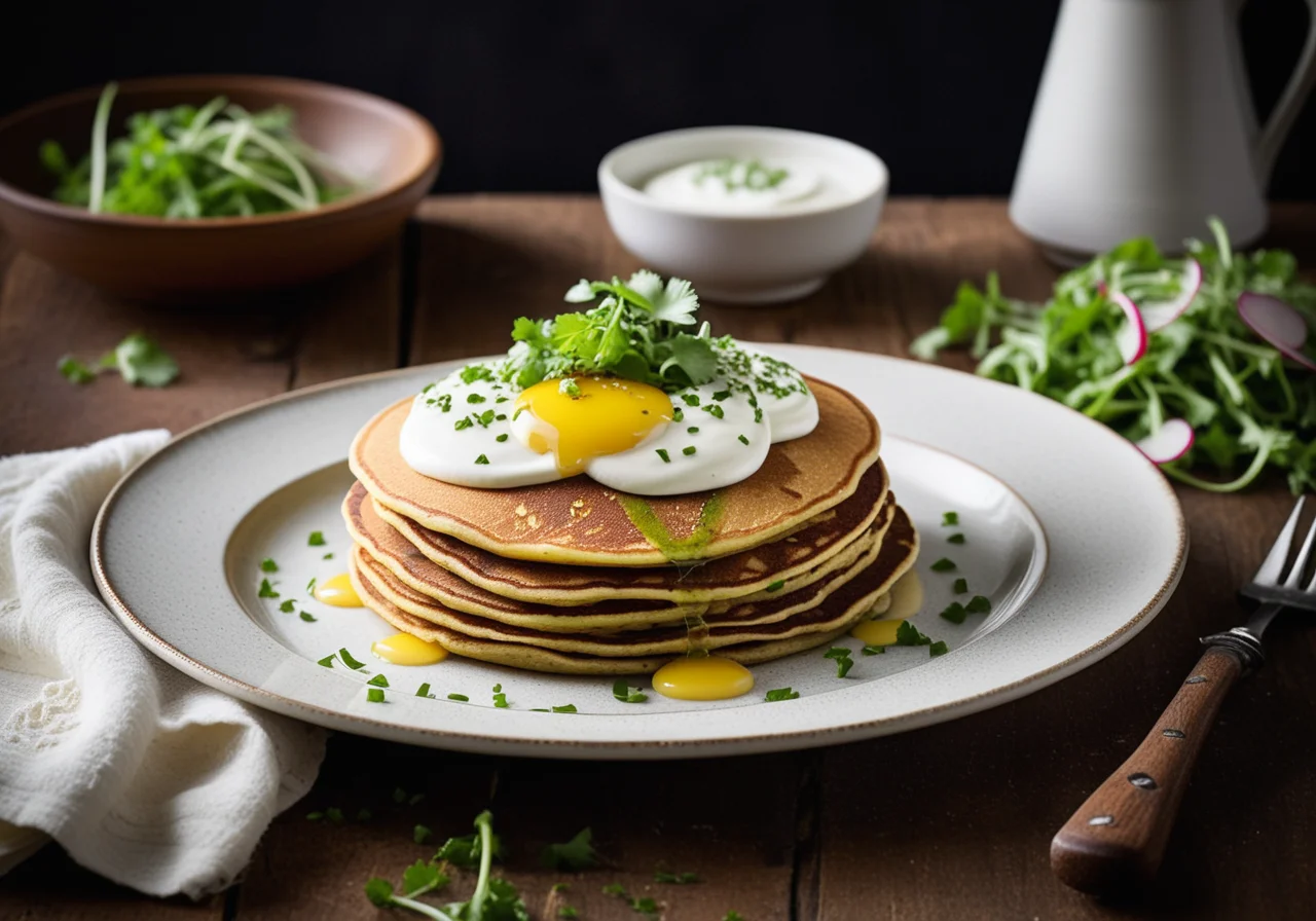 Roggenpfannkuchen mit Rettichsalat